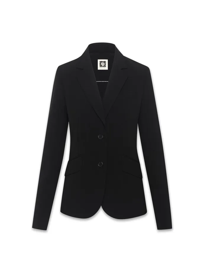 Anne Klein Notch Collar 2 Button Jacket Anne Black Women Clothing
