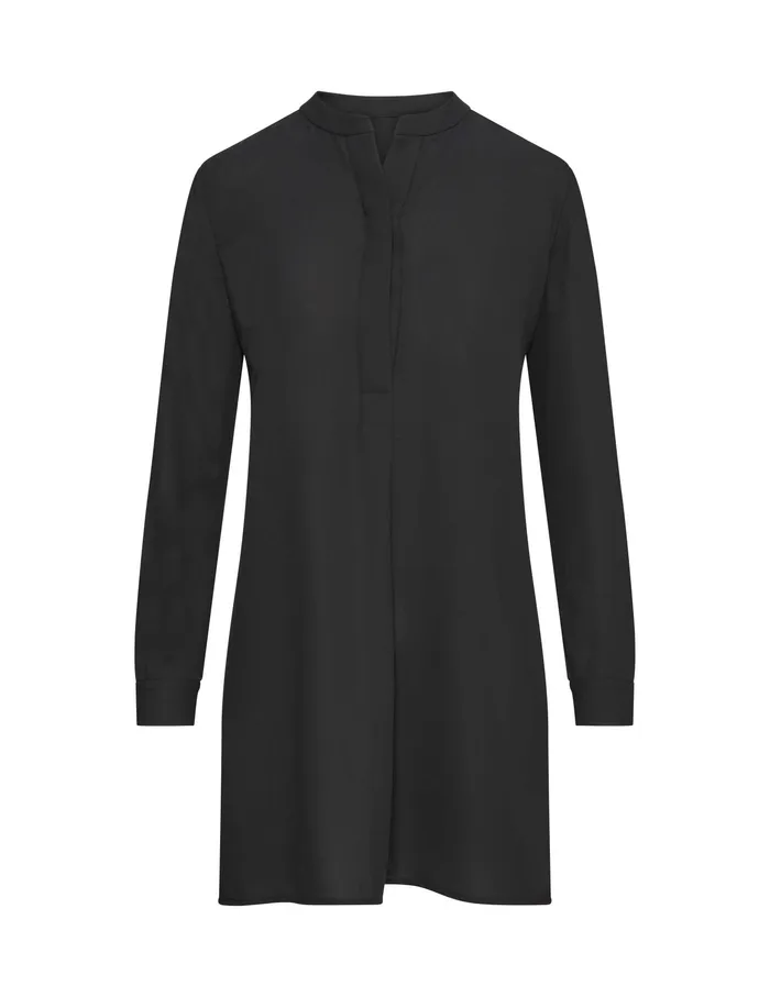 Anne Klein Petite PopOver Blouse With Covered Placket And Side Slits Anne Black Women Clothing
