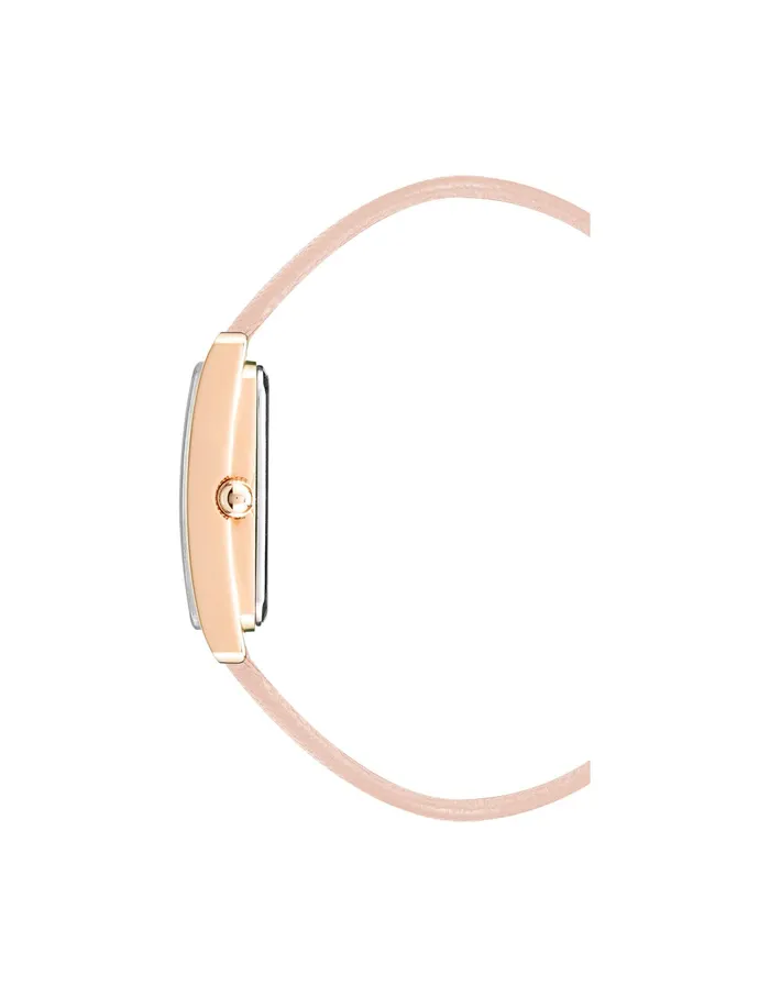 Anne Klein Rectangular Case Leather Band Watch Rose Goldtone Women Watches 038 Jewelry