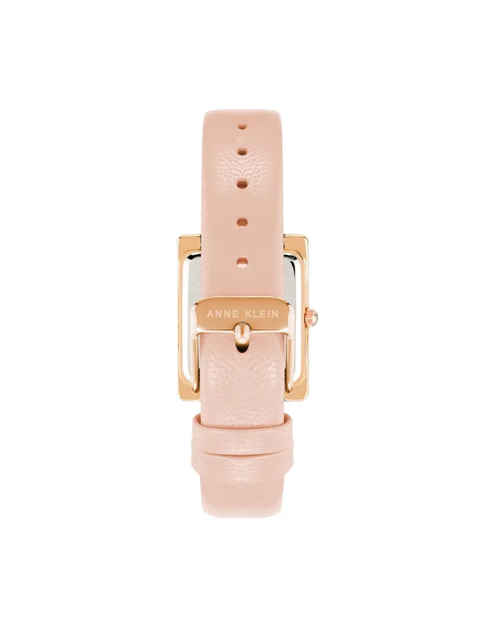 Anne Klein Rectangular Case Leather Band Watch Rose Goldtone Women Watches 038 Jewelry