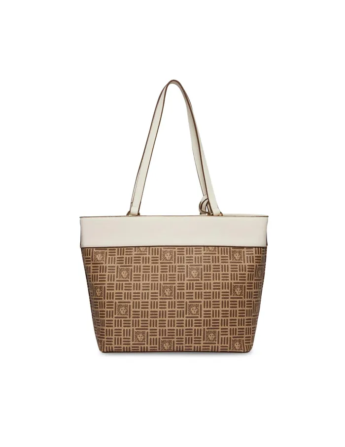 Anne Klein Tile Lion Logo Tote Bag Cool Grey Lion Logo Print Women Handbags