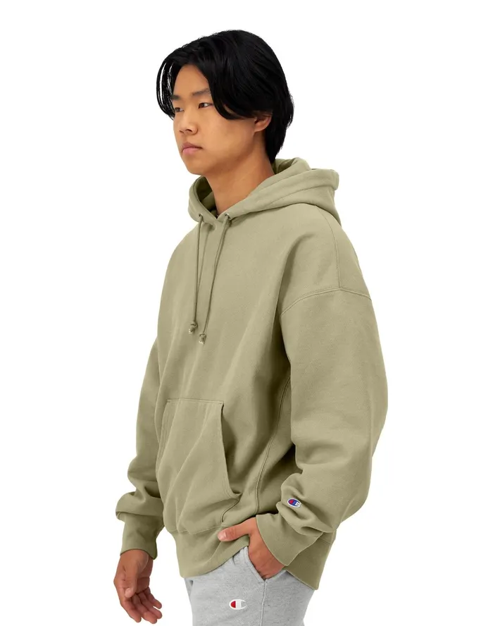 Arena Reverse Weave Hoodie C Patch Washed Sandstone Green Men Champion Hoodies and Sweatshirts