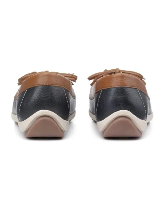 Bay Shoes Navy Tan Women Hotter Loafers and Moccasins
