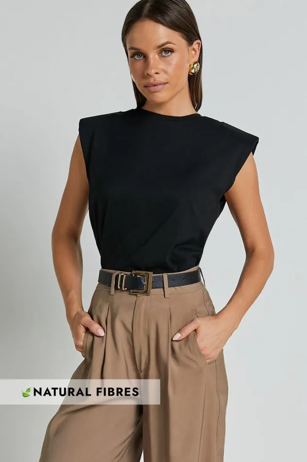 Baylor Tee 8211 Crew Neck Sleeveless In Black Women Showpo Conscious