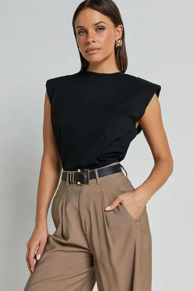 Baylor Tee 8211 Crew Neck Sleeveless In Black Women Showpo Conscious