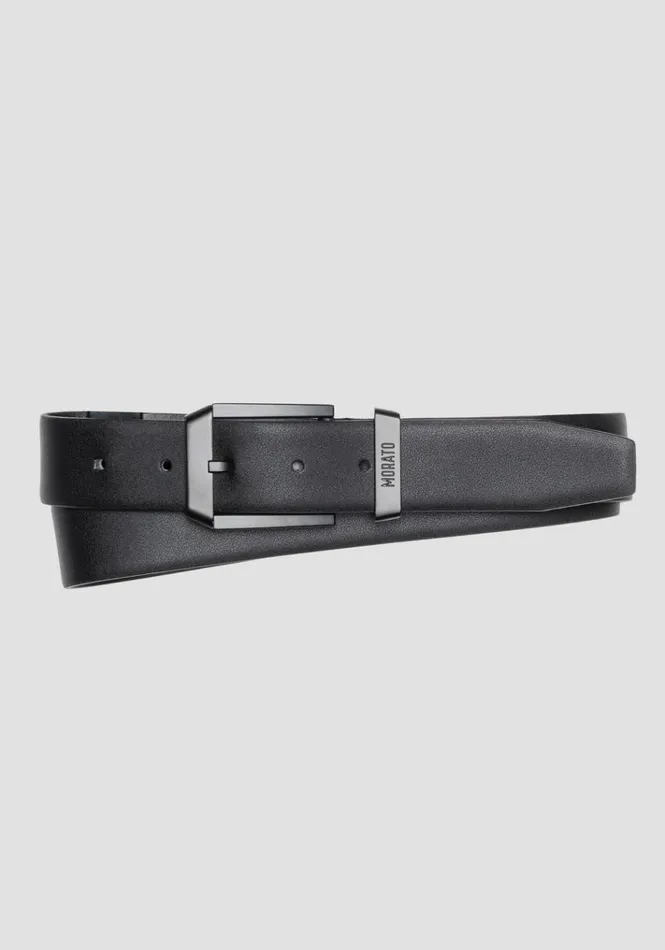 Belts Men Antony Morato Solid Colour Belt In Smooth Leather Black