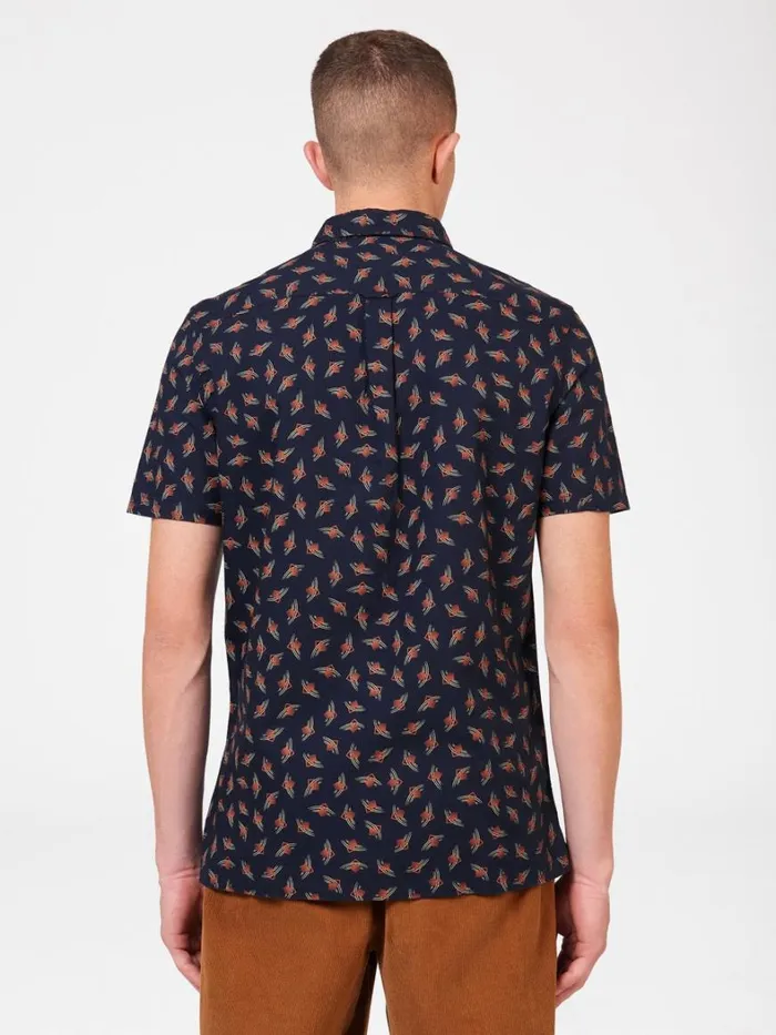 Ben Sherman Archive Print Shirts Men Art Deco Geo Print Shirt 8211 Dark Navy