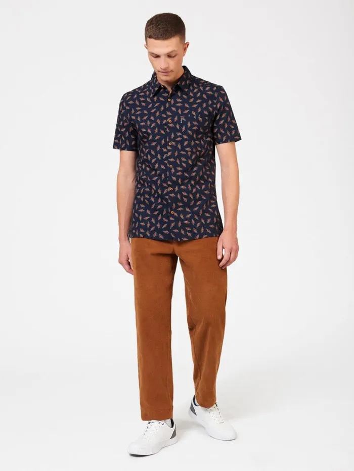 Ben Sherman Archive Print Shirts Men Art Deco Geo Print Shirt 8211 Dark Navy