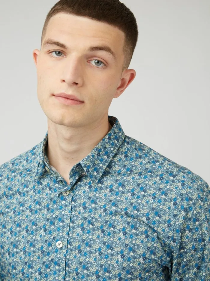 Ben Sherman Archive Print Shirts Men Floral Print LongSleeve Shirt 8211 Blue Ben Sherman Archive Print Shirts Men Floral Print LongSleeve Shirt 8211 Blue