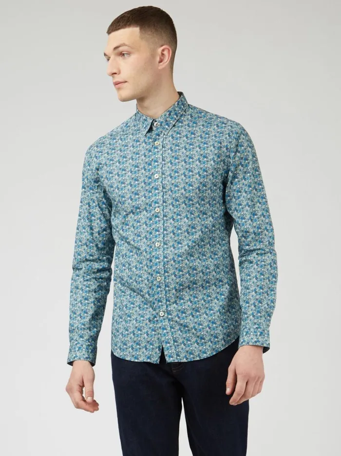 Ben Sherman Archive Print Shirts Men Floral Print LongSleeve Shirt 8211 Blue Ben Sherman Archive Print Shirts Men Floral Print LongSleeve Shirt 8211 Blue