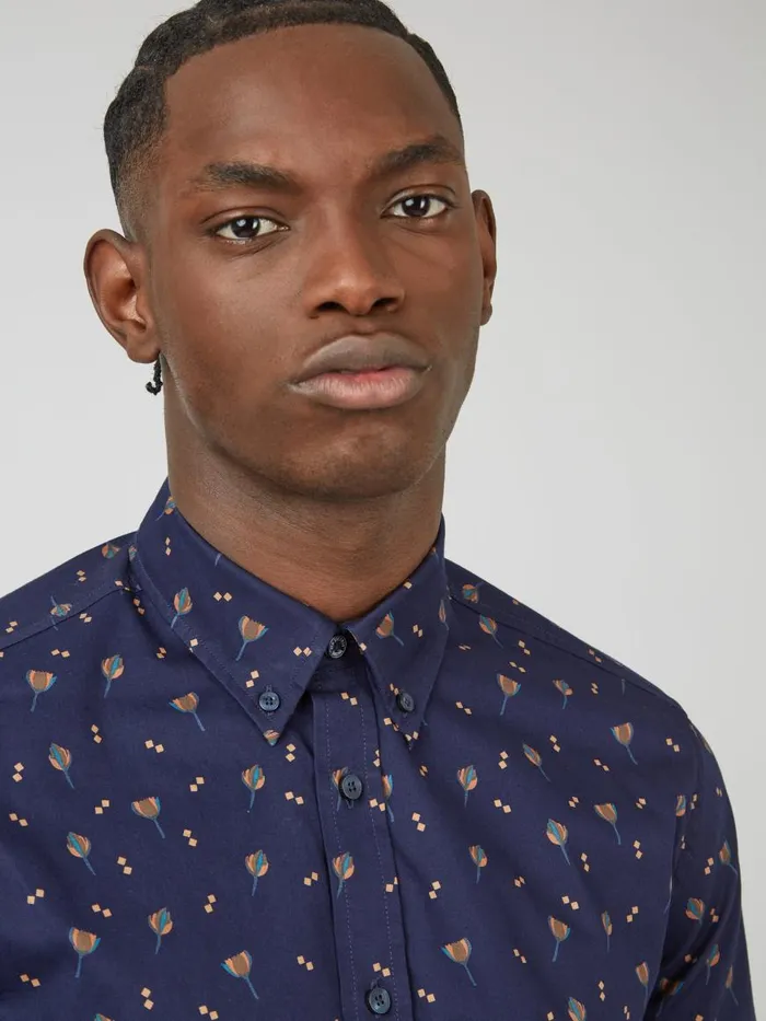 Ben Sherman Archive Print Shirts Men Scattered Floral Print LongSleeve Shirt 8211 Marine Ben Sherman Archive Print Shirts Men Scattered Floral Print LongSleeve Shirt 8211 Marine