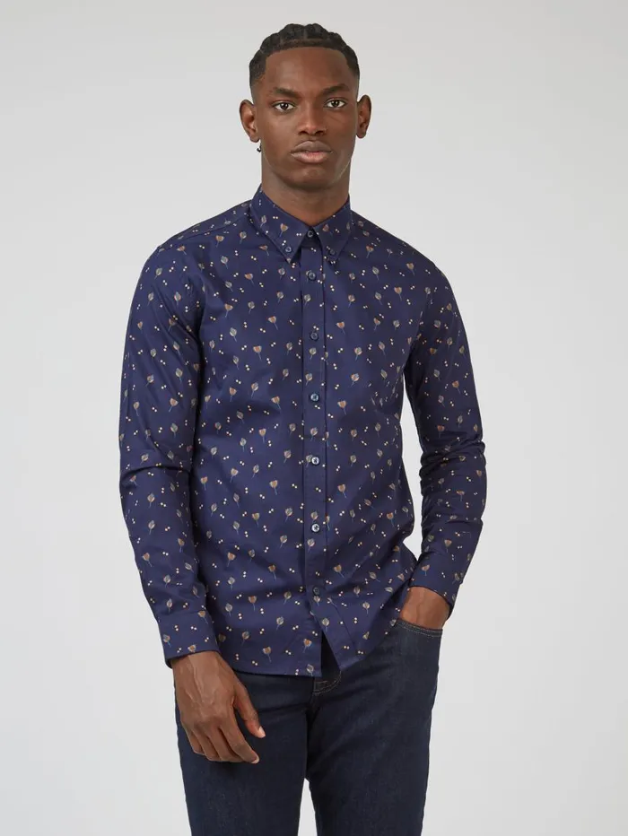 Ben Sherman Archive Print Shirts Men Scattered Floral Print LongSleeve Shirt 8211 Marine Ben Sherman Archive Print Shirts Men Scattered Floral Print LongSleeve Shirt 8211 Marine