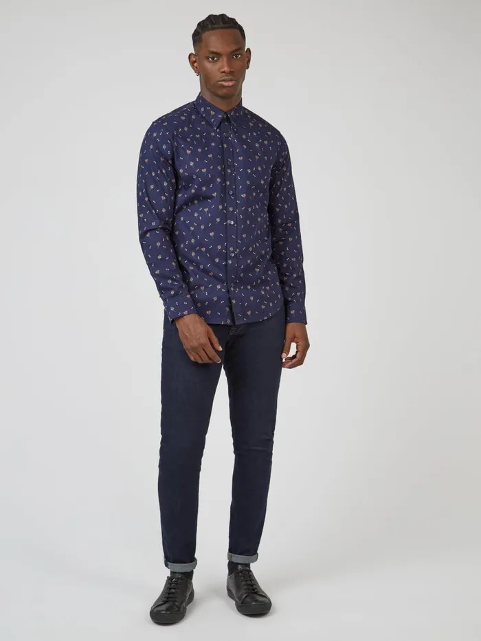 Ben Sherman Archive Print Shirts Men Scattered Floral Print LongSleeve Shirt 8211 Marine Ben Sherman Archive Print Shirts Men Scattered Floral Print LongSleeve Shirt 8211 Marine
