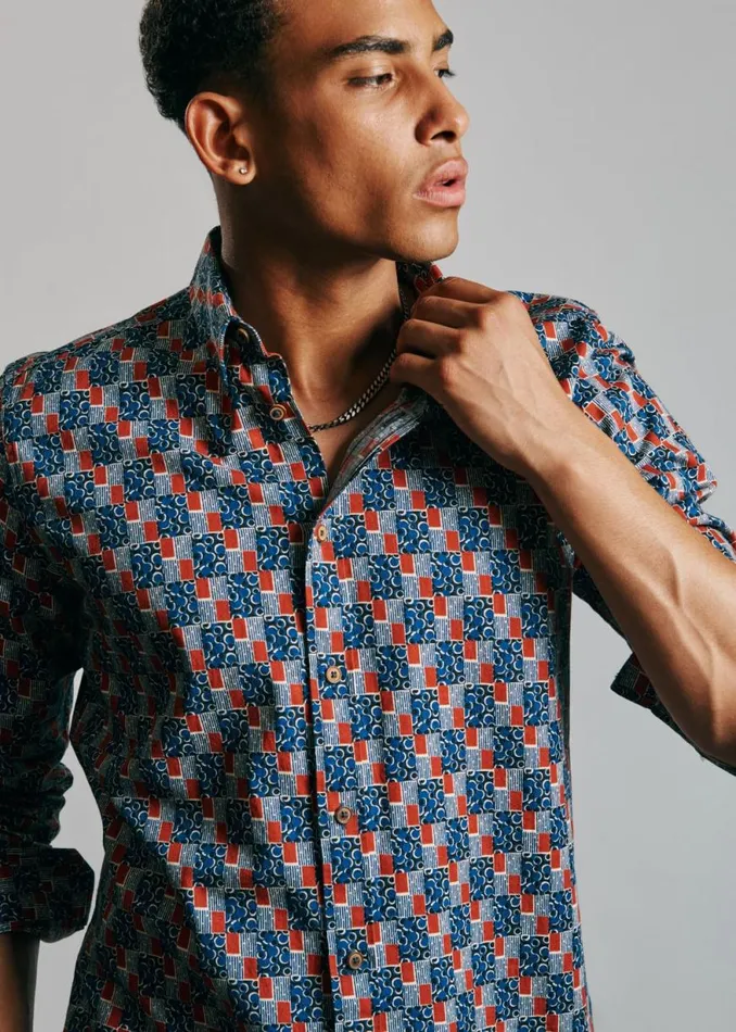 Ben Sherman Heritage Check Shirts Men 1950s Checkerboard Print Shirt