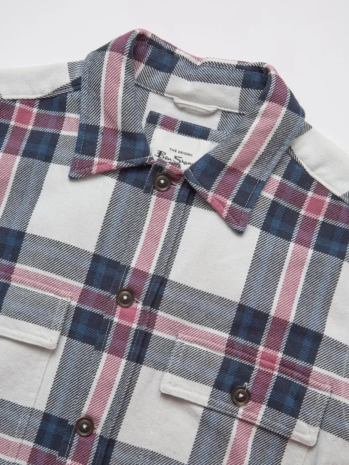 Ben Sherman Jackets and Outerwear Men Casual Twill Plaid Workwear Jacket Ben Sherman Jackets and Outerwear Men Casual Twill Plaid Workwear Jacket