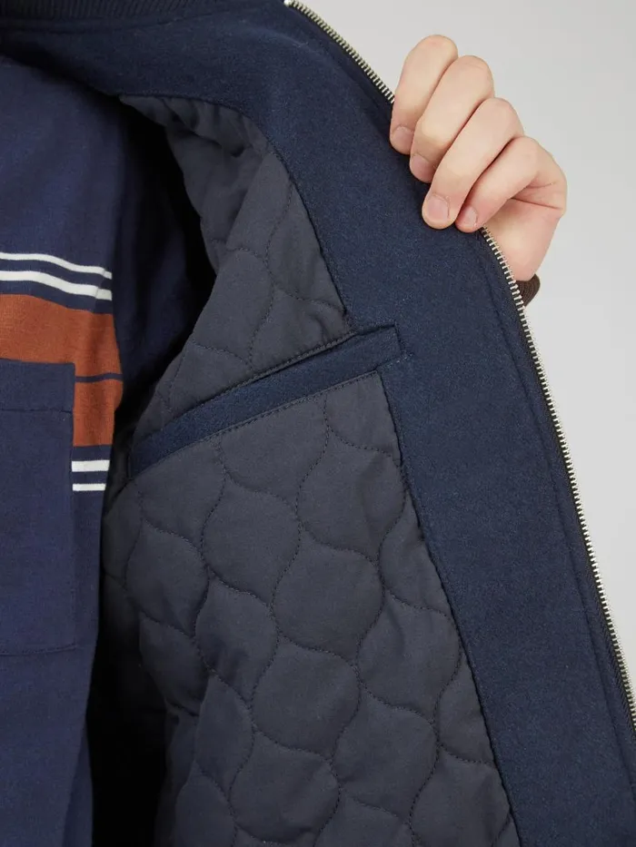 Ben Sherman Jackets and Outerwear Men Colorblock Wool Blend Bomber Jacket