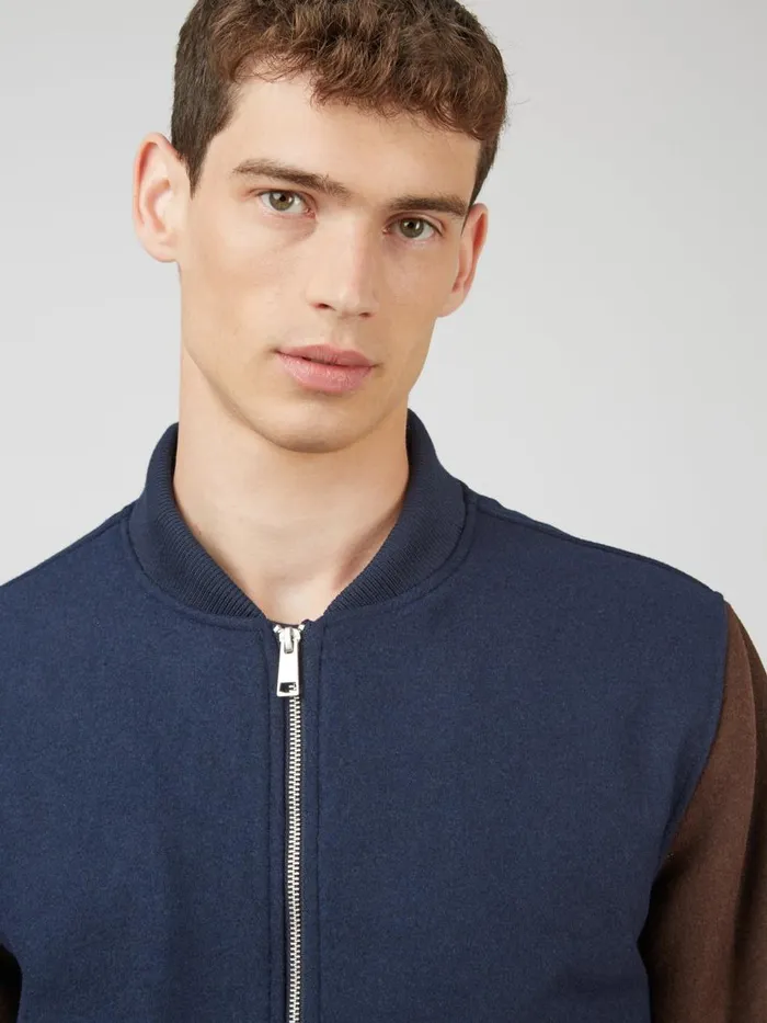 Ben Sherman Jackets and Outerwear Men Colorblock Wool Blend Bomber Jacket