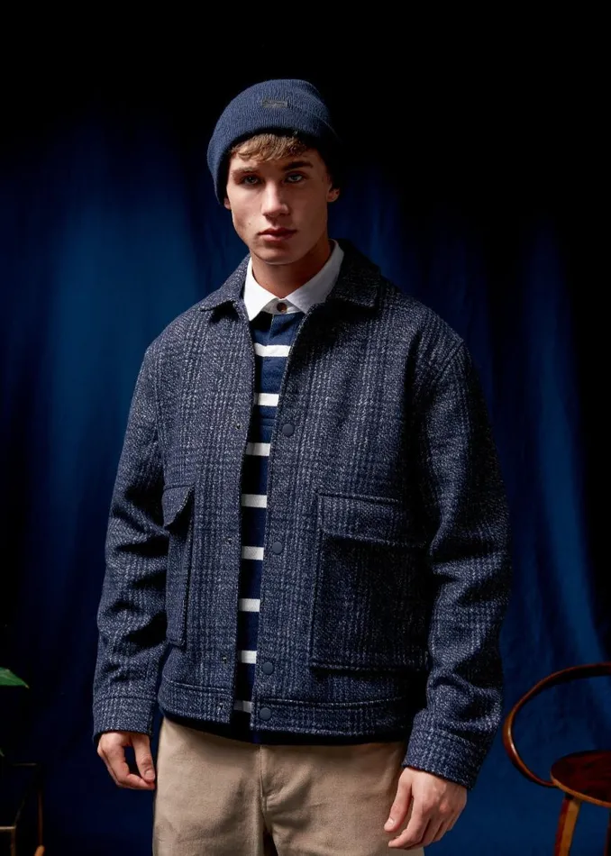 Ben Sherman Jackets and Outerwear Men Wool Blend Blouson Jacket 8211 Midnight