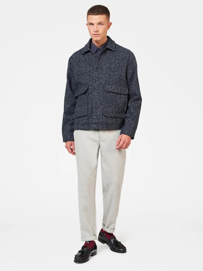 Ben Sherman Jackets and Outerwear Men Wool Blend Blouson Jacket 8211 Midnight Ben Sherman Jackets and Outerwear Men Wool Blend Blouson Jacket 8211 Midnight