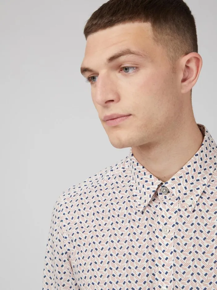 Ben Sherman Long Sleeve Shirts Men Mod Dash Print LongSleeve Shirt