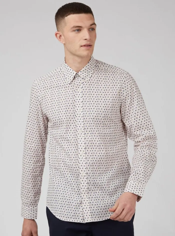 Ben Sherman Long Sleeve Shirts Men Mod Dash Print LongSleeve Shirt Ben Sherman Long Sleeve Shirts Men Mod Dash Print LongSleeve Shirt