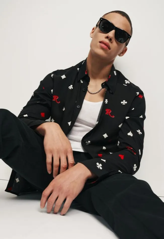 Ben Sherman Long Sleeve Shirts Men Rolling Stone Card Suits Print Shirt Ben Sherman Long Sleeve Shirts Men Rolling Stone Card Suits Print Shirt