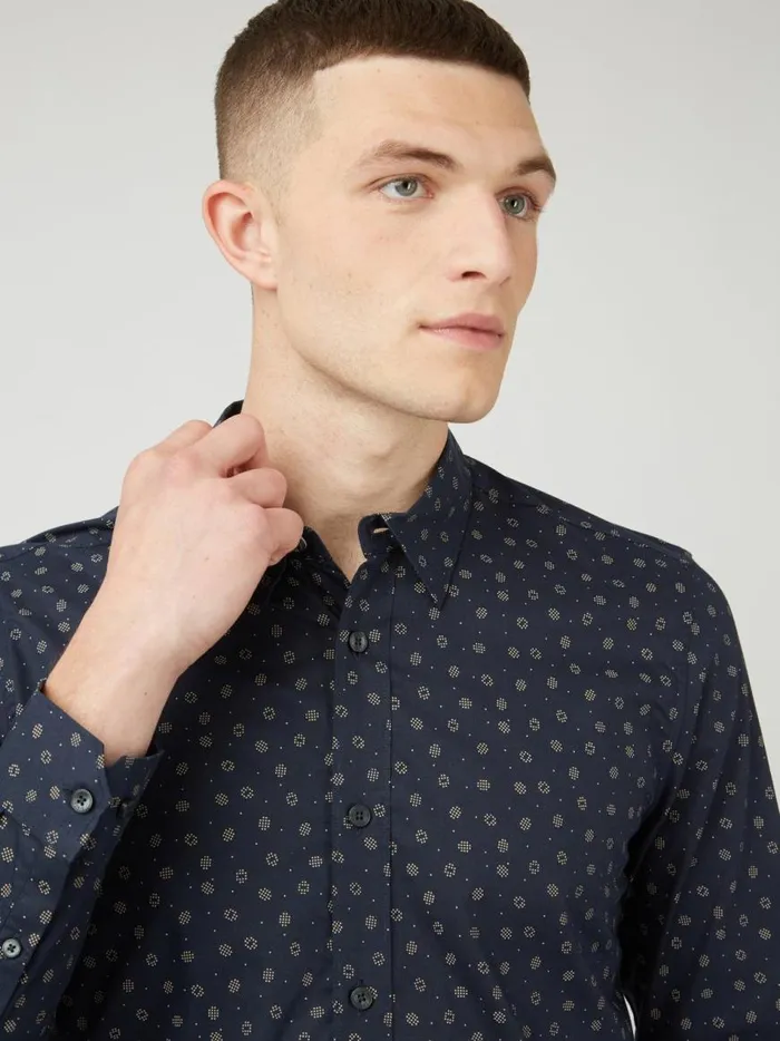 Ben Sherman Long Sleeve Shirts Men Scattered Spot Print LongSleeve Shirt