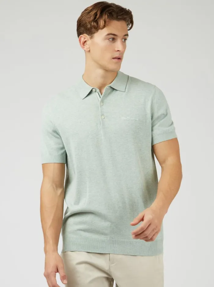 Ben Sherman Mod Knit Polos Men Signature Knit Polo 8211 Dusky Blue
