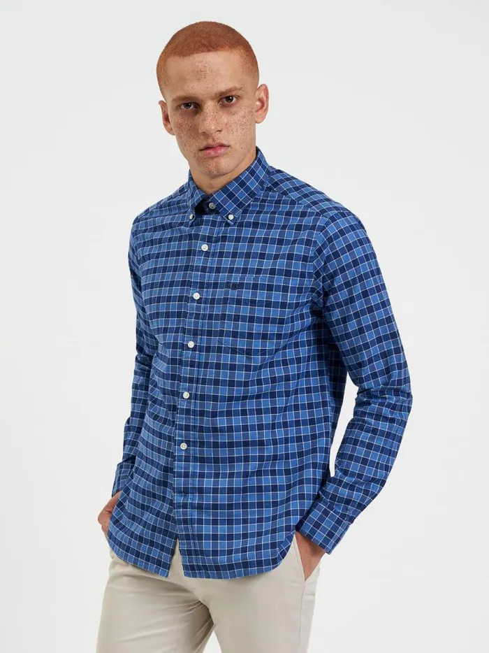 Ben Sherman Oxford Shirts Men Brighton Oxford Organic Shirt 8211 Navy Blue Gingham