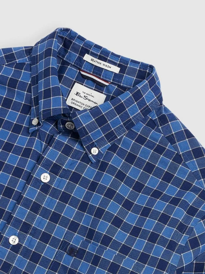 Ben Sherman Oxford Shirts Men Brighton Oxford Organic Shirt 8211 Navy Blue Gingham