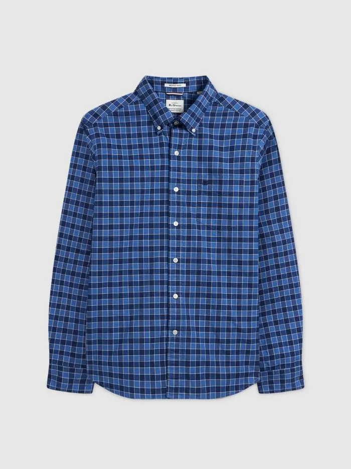Ben Sherman Oxford Shirts Men Brighton Oxford Organic Shirt 8211 Navy Blue Gingham