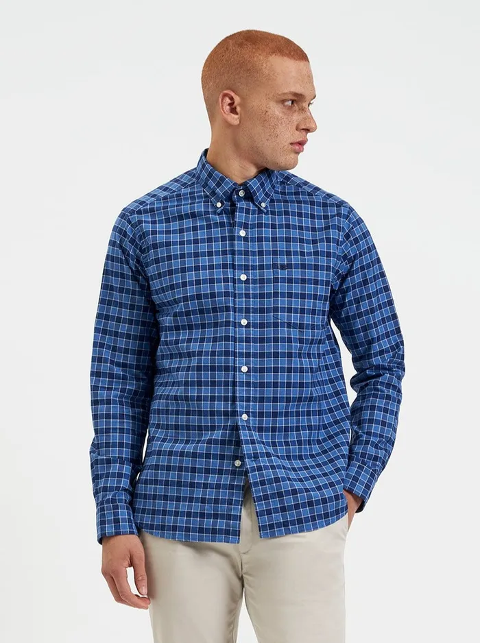 Ben Sherman Oxford Shirts Men Brighton Oxford Organic Shirt 8211 Navy Blue Gingham