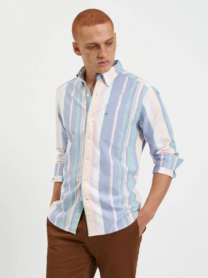 Ben Sherman Oxford Shirts Men Brighton Oxford Organic Stripe Shirt 8211 Deck Chair Multi Stripe