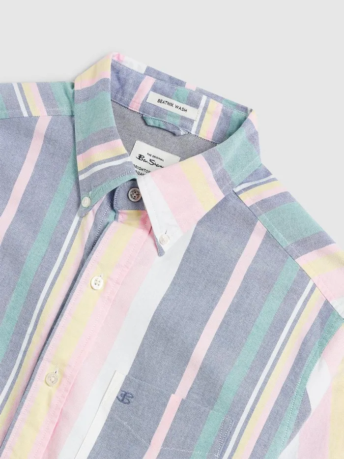 Ben Sherman Oxford Shirts Men Brighton Oxford Organic Stripe Shirt 8211 Deck Chair Multi Stripe