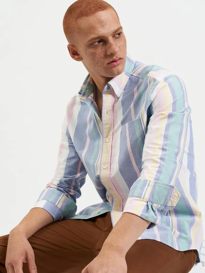 Ben Sherman Oxford Shirts Men Brighton Oxford Organic Stripe Shirt 8211 Deck Chair Multi Stripe