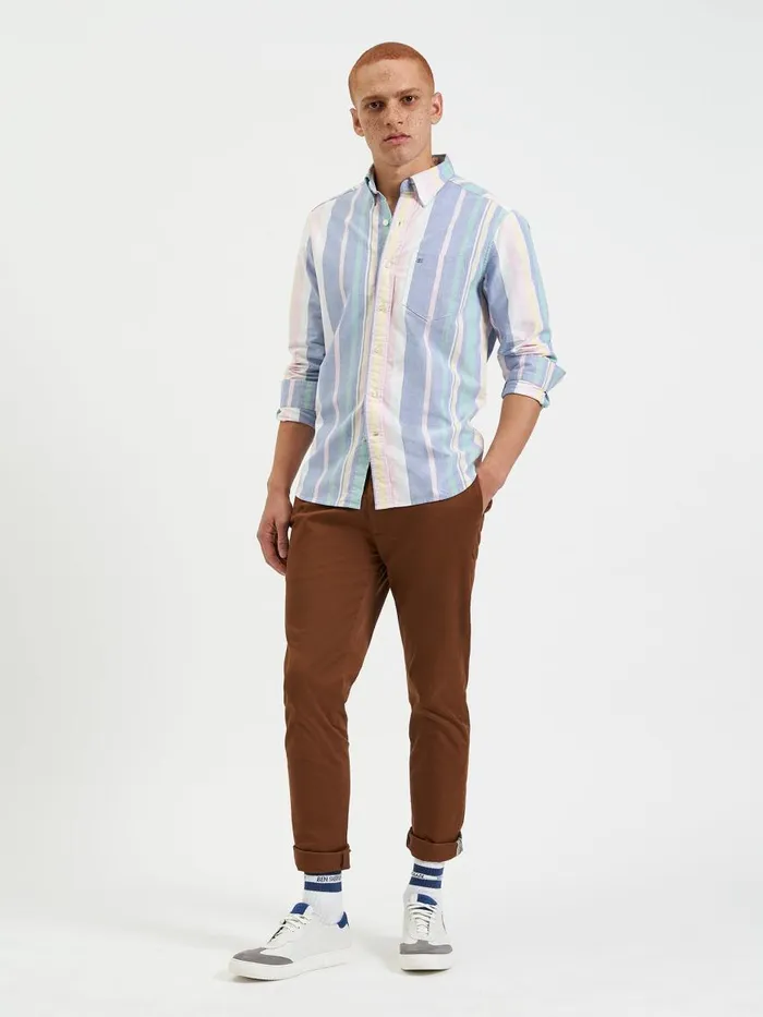 Ben Sherman Oxford Shirts Men Brighton Oxford Organic Stripe Shirt 8211 Deck Chair Multi Stripe