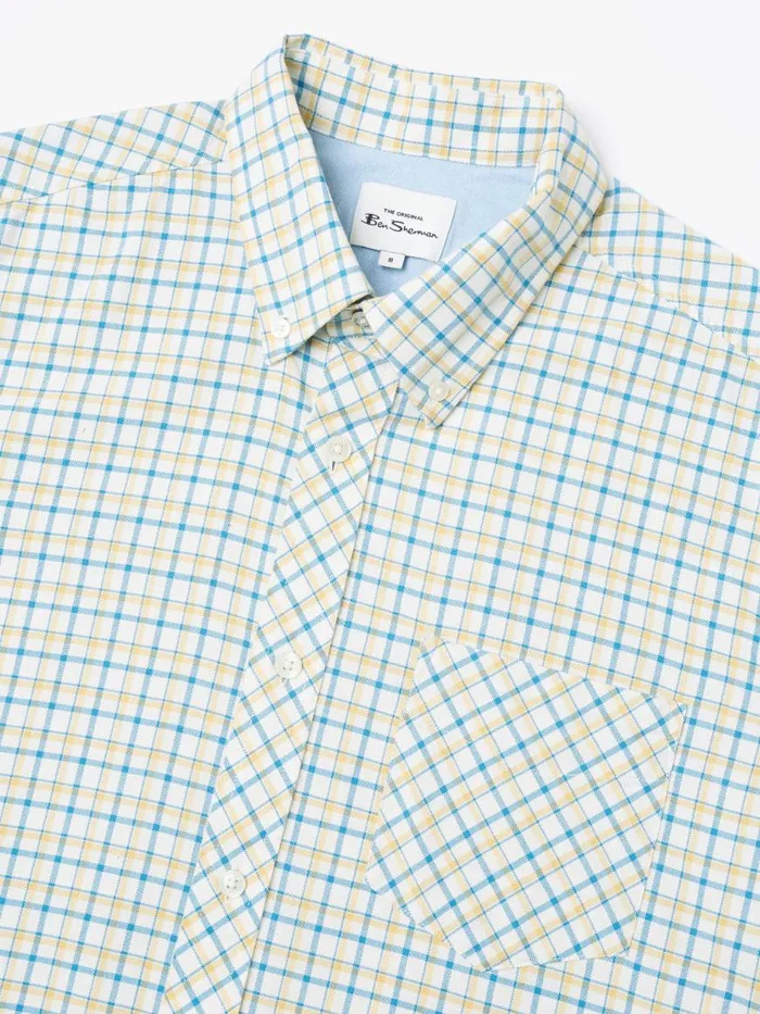 Ben Sherman Oxford Shirts Men Oxford Overcheck ShortSleeve Shirt 8211 Butterscotch