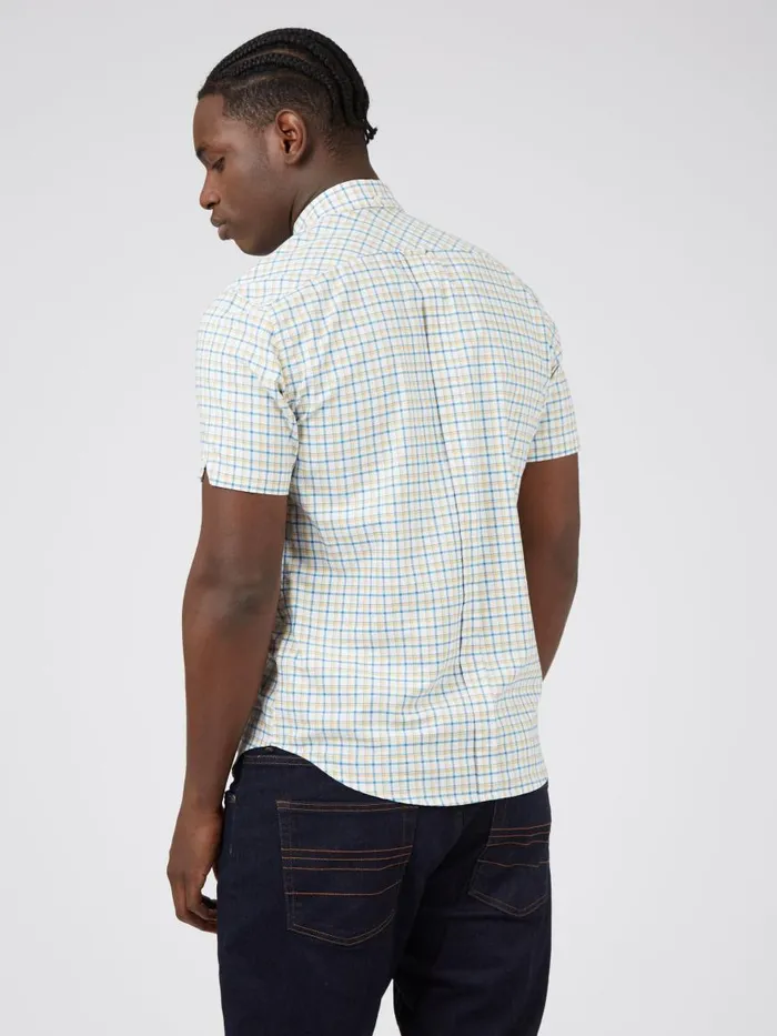 Ben Sherman Oxford Shirts Men Oxford Overcheck ShortSleeve Shirt 8211 Butterscotch