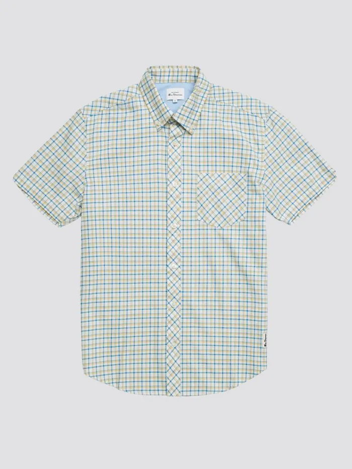 Ben Sherman Oxford Shirts Men Oxford Overcheck ShortSleeve Shirt 8211 Butterscotch