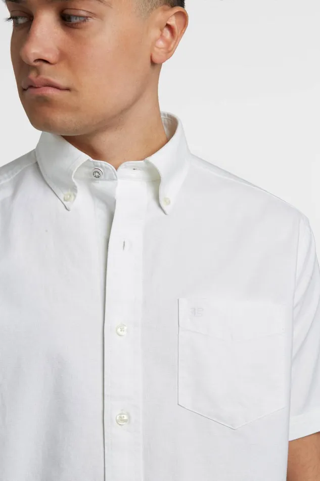 Ben Sherman Oxford Shirts Men Short Sleeve Brighton Oxford Organic Shirt 8211 White