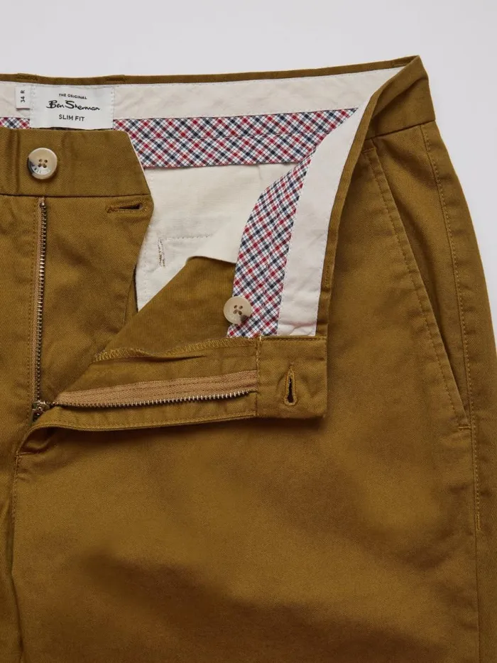Ben Sherman Pants and Chinos Men Signature Slim Stretch Chino Pant 8211 Bronze
