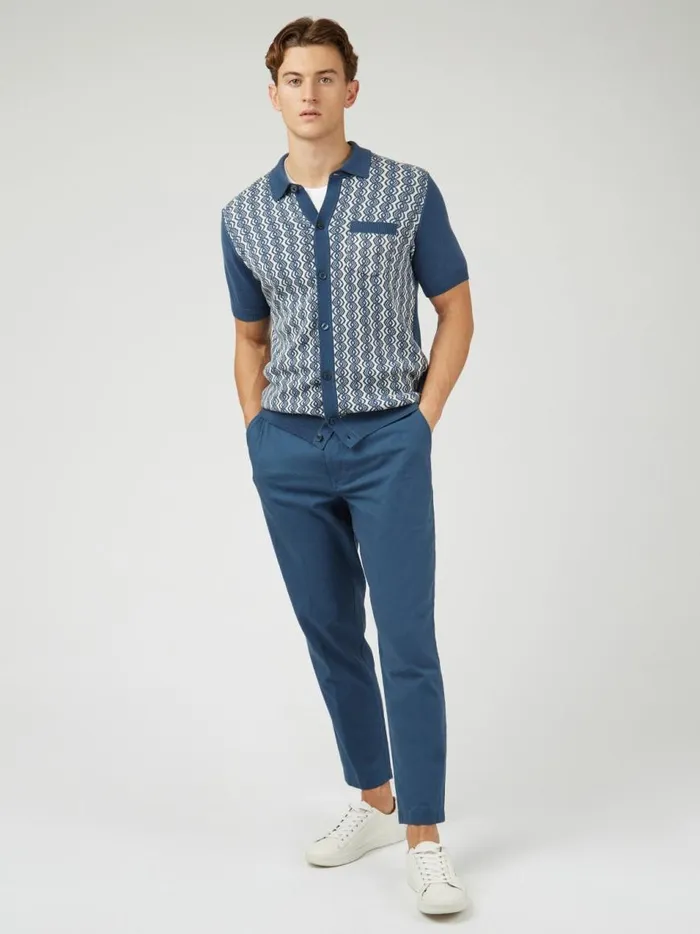 Ben Sherman Pants and Chinos Men Signature Slim Taper Linen Trousers 8211 Blue