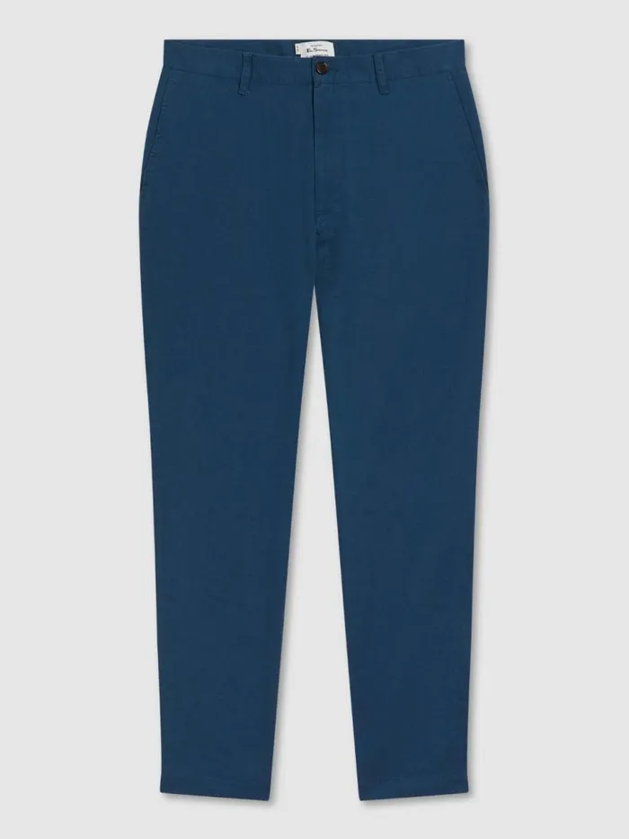 Ben Sherman Pants and Chinos Men Signature Slim Taper Linen Trousers 8211 Blue