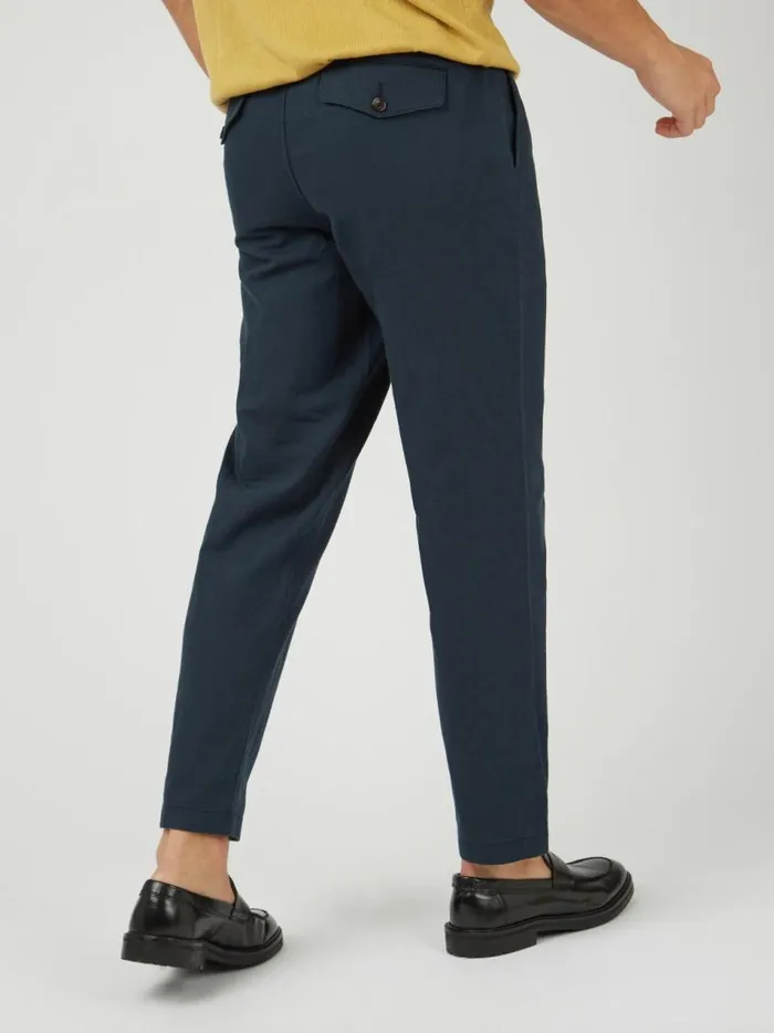 Ben Sherman Pants and Chinos Men Signature Slim Taper Linen Trousers 8211 Midnight