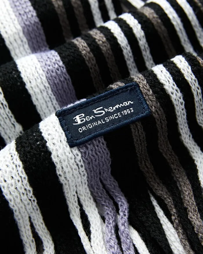 Ben Sherman Scarves and Cold Weather Men Rochelle Knit Scarf 8211 True BlackGranite GreySilver BulletBright White