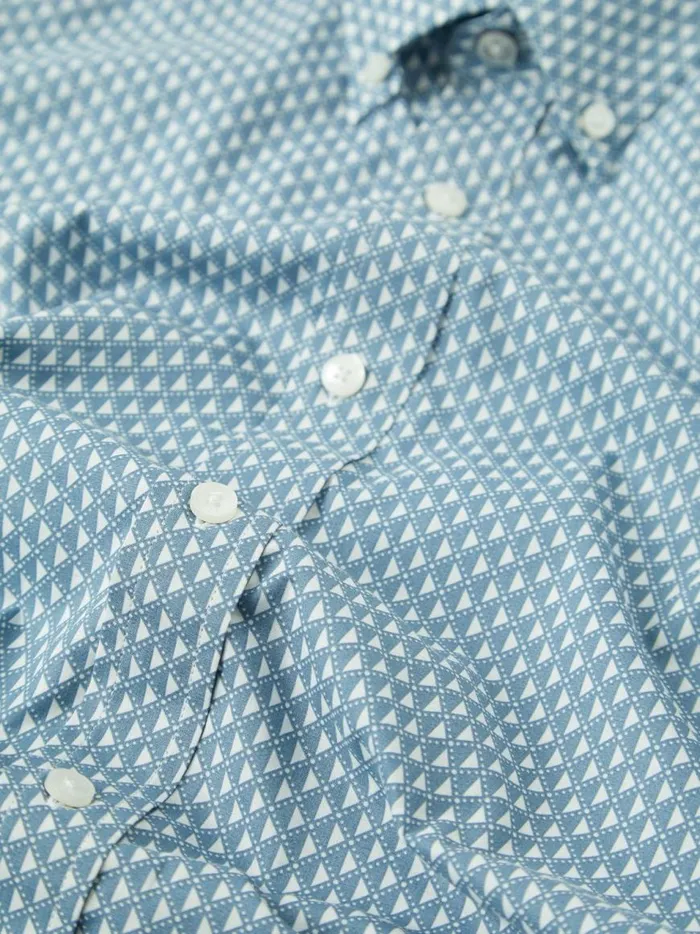Ben Sherman Short Sleeve Shirts Men Geo Spot Print Shirt 8211 Blue Shadow