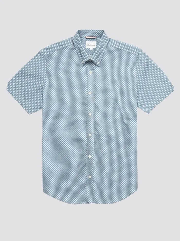 Ben Sherman Short Sleeve Shirts Men Geo Spot Print Shirt 8211 Blue Shadow Ben Sherman Short Sleeve Shirts Men Geo Spot Print Shirt 8211 Blue Shadow