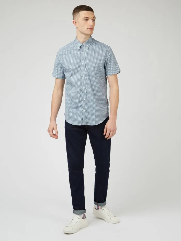 Ben Sherman Short Sleeve Shirts Men Geo Spot Print Shirt 8211 Blue Shadow Ben Sherman Short Sleeve Shirts Men Geo Spot Print Shirt 8211 Blue Shadow