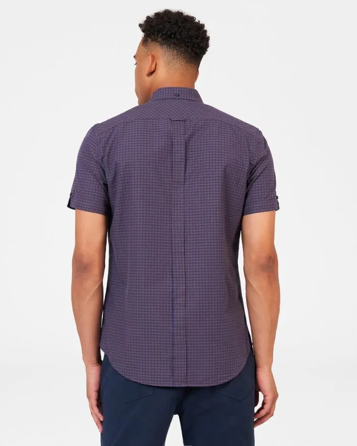 Ben Sherman Short Sleeve Shirts Men Signature Gingham ShortSleeve Shirt 8211 Plum Ben Sherman Short Sleeve Shirts Men Signature Gingham ShortSleeve Shirt 8211 Plum