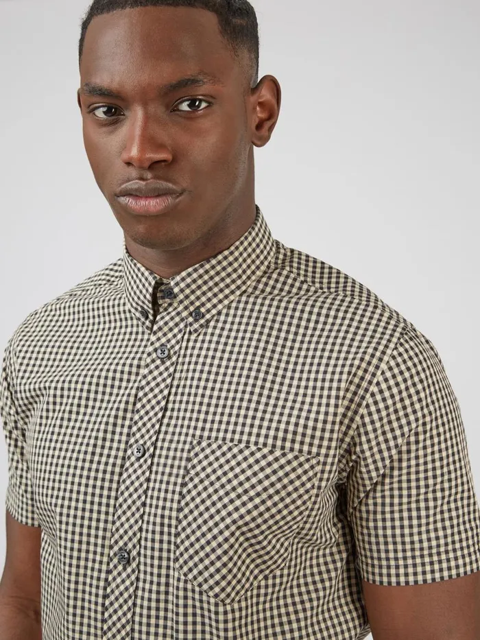 Ben Sherman Short Sleeve Shirts Men Signature ShortSleeve Gingham Shirt 8211 Black